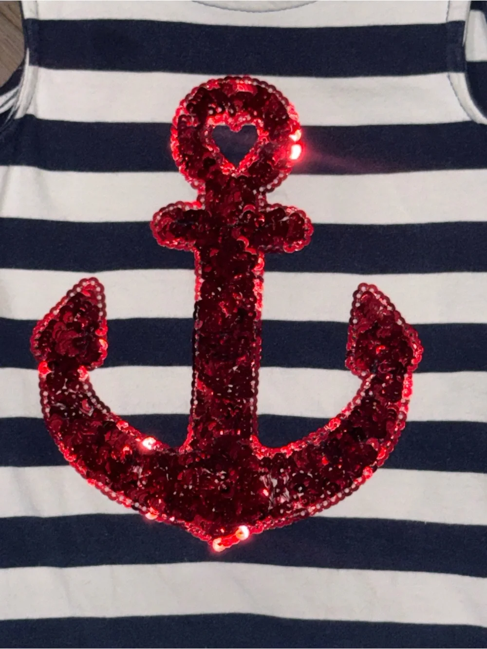 Tommy Bahama Navy & White Striped Dress with Red Sequin Accent